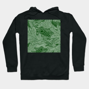 Wood Frog Under Fallen Oak Leaves Green Hoodie